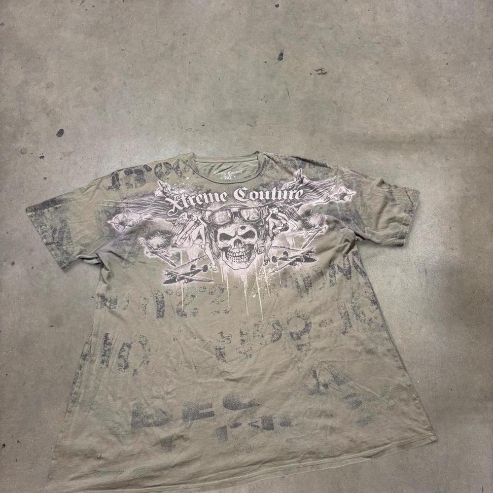 Xtreme Couture Randy Couture Shirt Mens 2XL Green Y2K MMA Graphic Tee